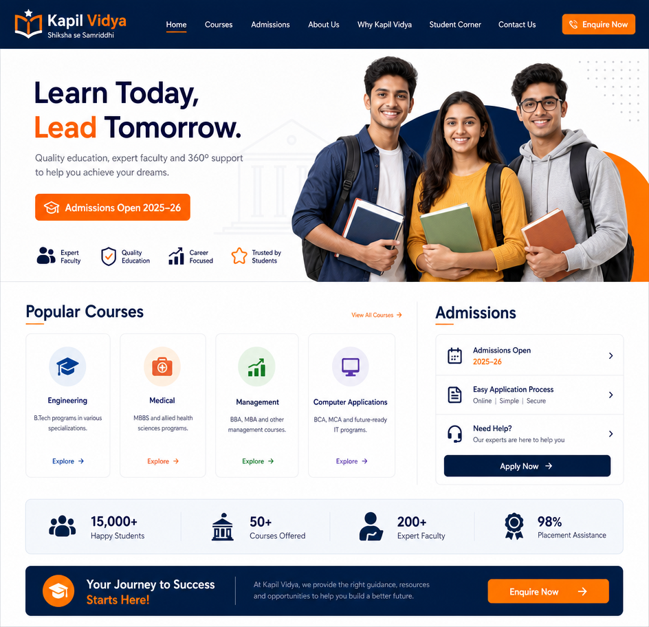 Kapil Vidya — Education platform — website, admissions workflow and learner portal